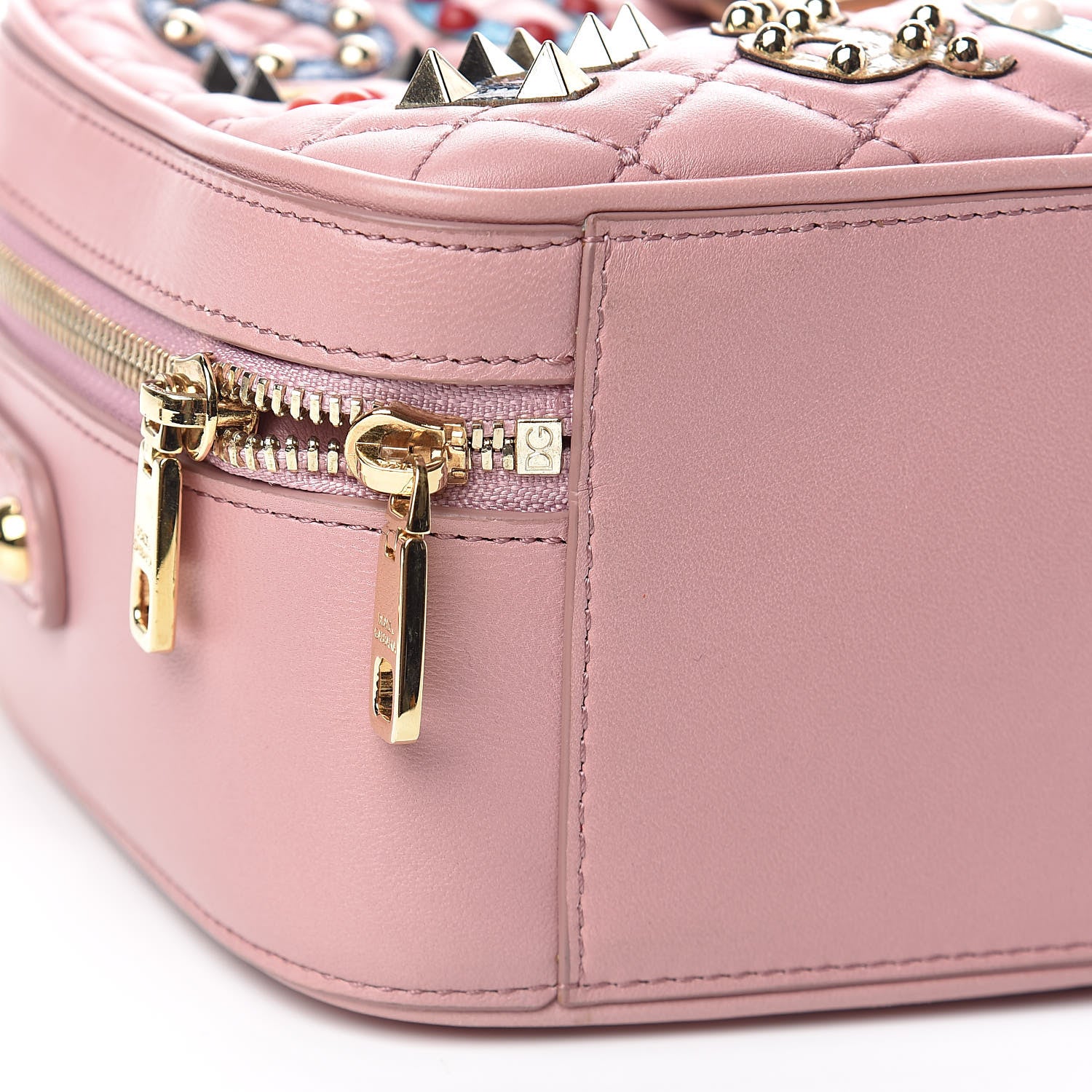 Dolce & Gabbana Lambskin Watersnake Embellished Lucia Shoulder Bag Rosa 7 of 10