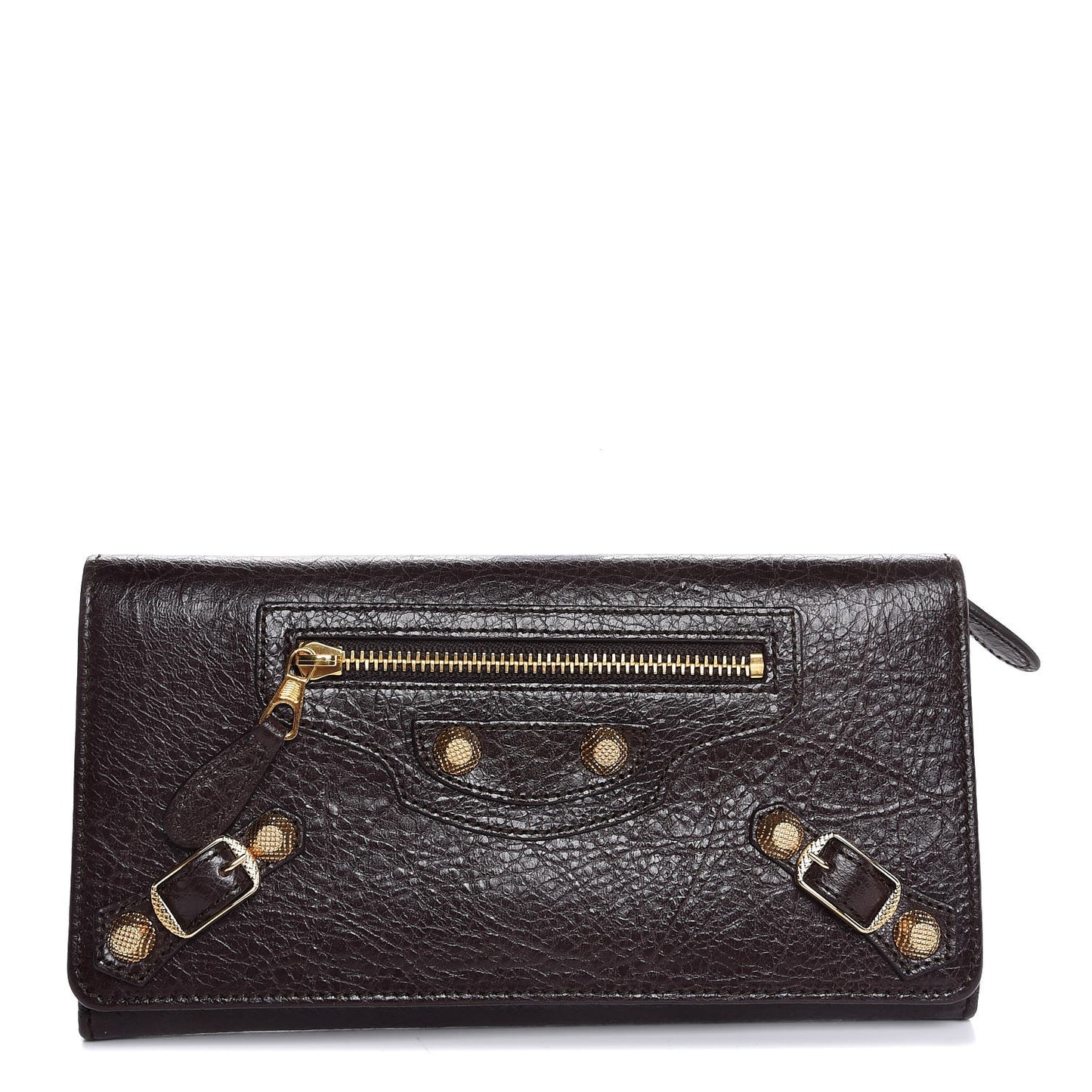 Agneau Giant 12 Gold Hardware Money Wallet Charbon