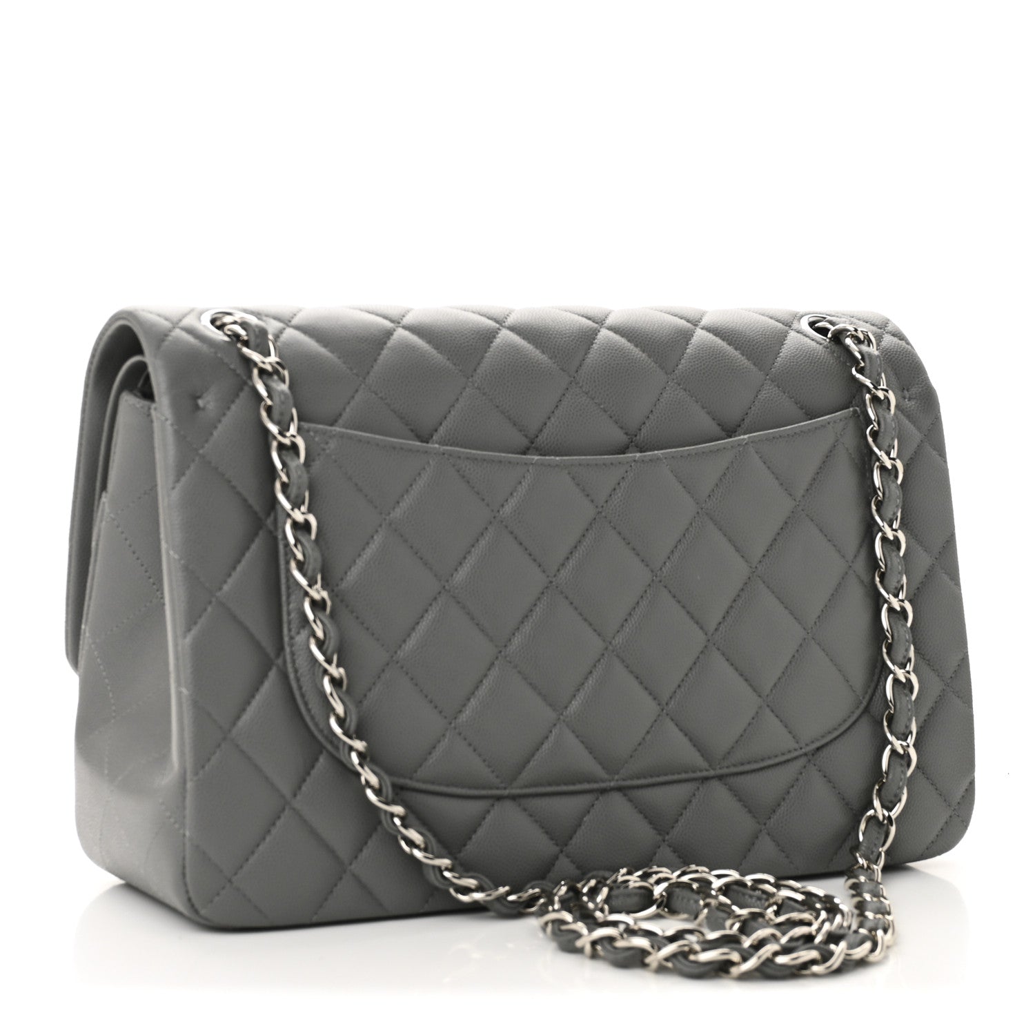 Chanel Caviar Quilted Jumbo Double Flap Grey 3 of 10