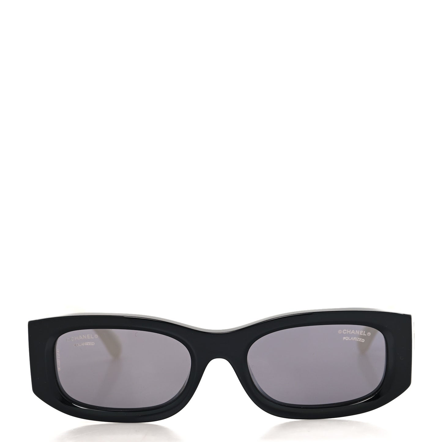 Acetate Polarized Rectangle Sunglasses 5525-A Black White