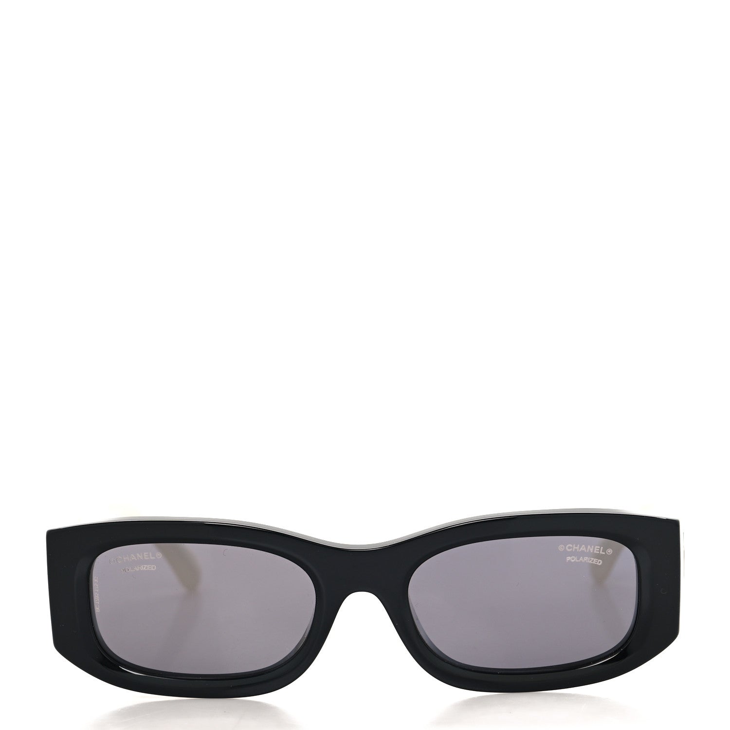 Chanel Acetate Polarized Rectangle Sunglasses 5525-A Black White 2 of 7