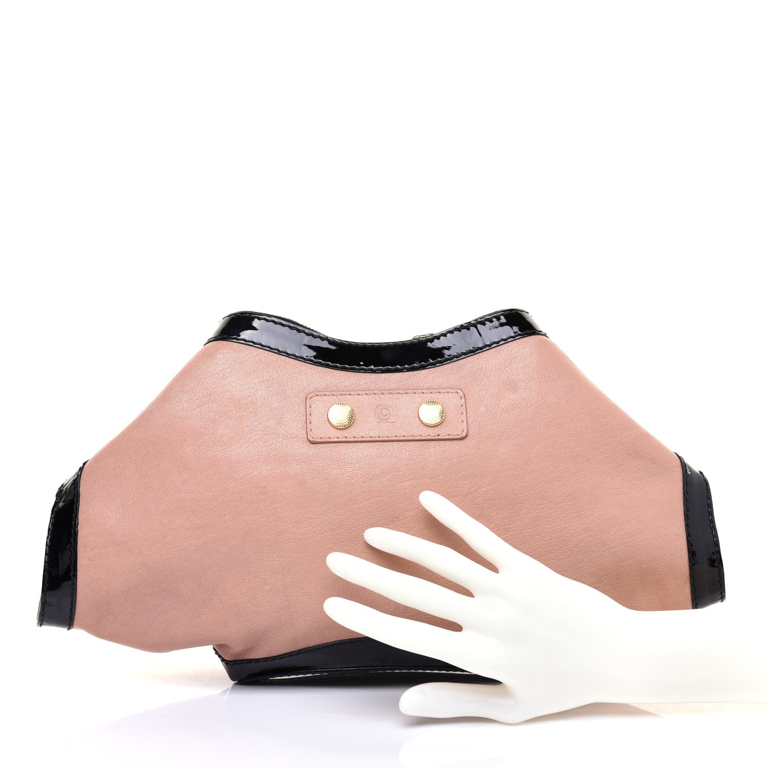 Alexander McQueen Lambskin Patent De Manta Clutch Pink Black 2 of 10