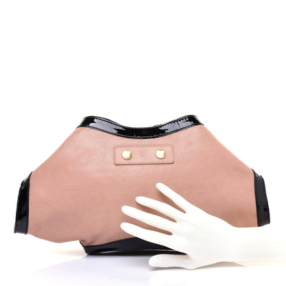 Alexander McQueen Lambskin Patent De Manta Clutch Pink Black 2 of 10