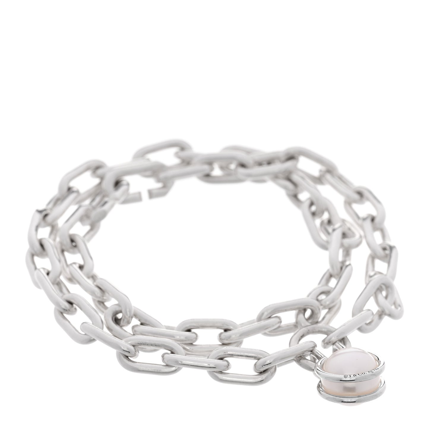 Sterling Silver Cultured Pearl HardWear Link Bracelet