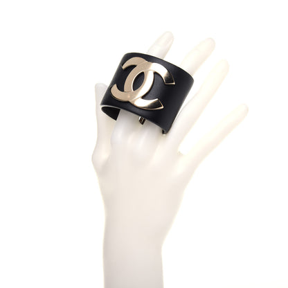 Chanel Calfskin CC Wide Cuff S Black Gold 2 of 6