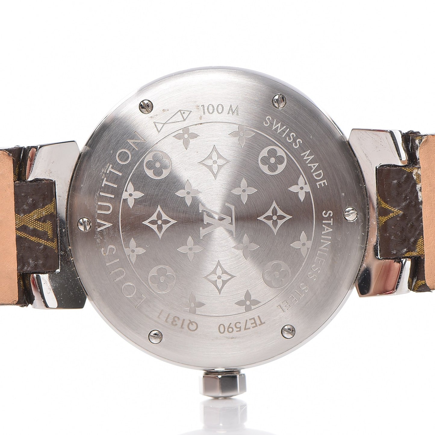 Stainless Steel Monogram 34mm Tambour Quartz Watch Brown