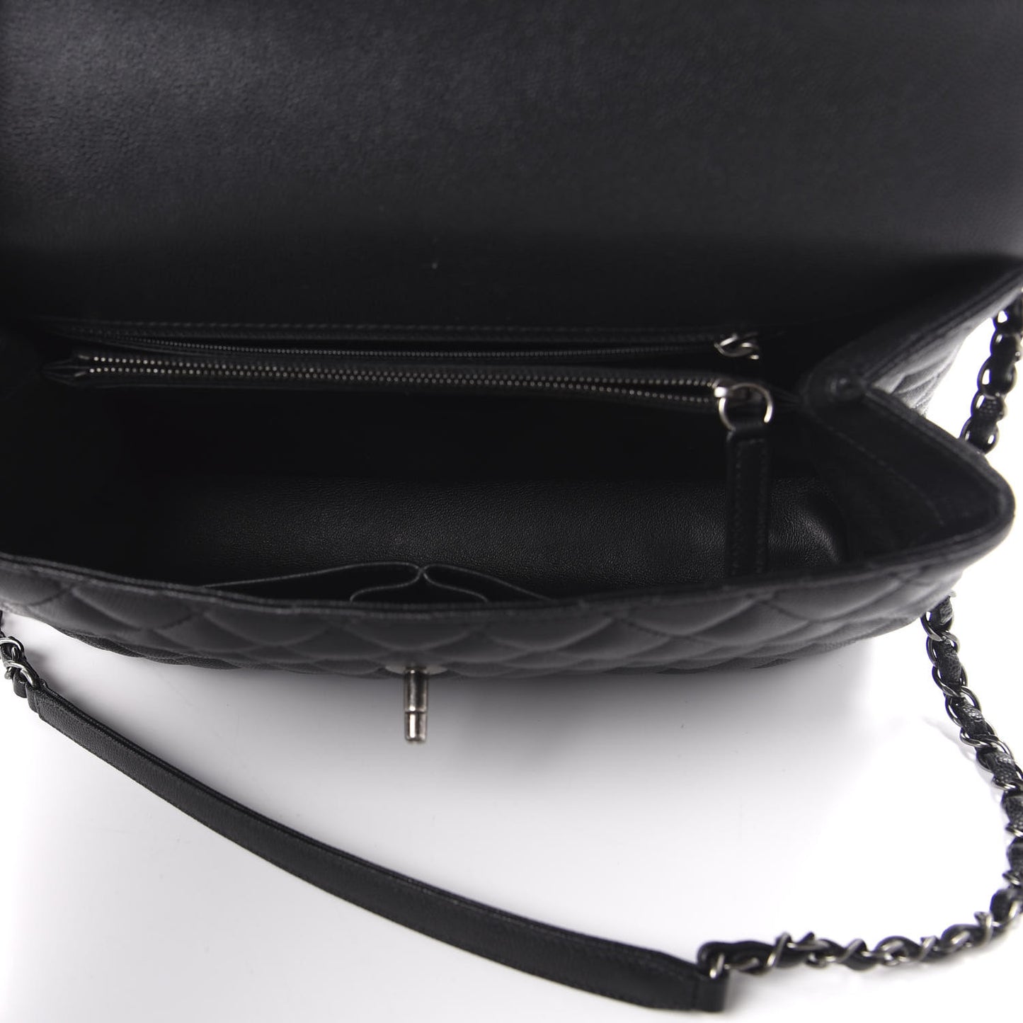 Caviar Lizard Quilted Medium Coco Handle Flap Black