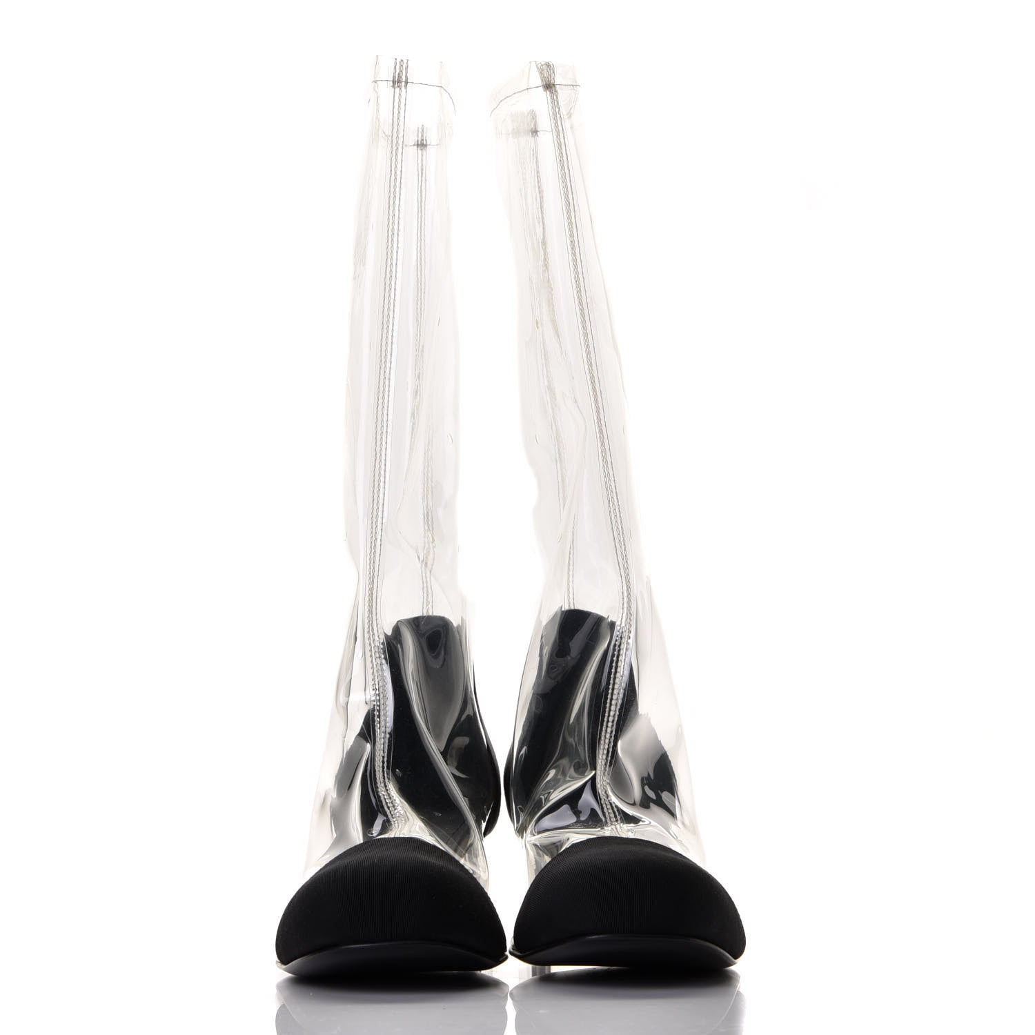 Chanel PVC Grosgrain High Boots 39 Transparent Black 2 of 9