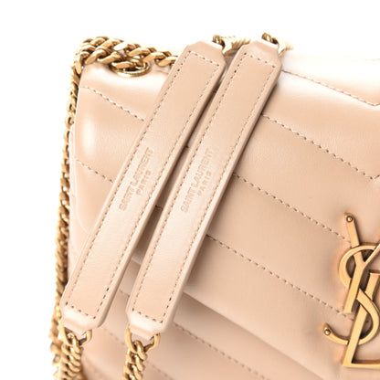 Saint Laurent Calfskin Y Quilted Monogram Small Loulou Chain Satchel Dark Beige 9 of 9