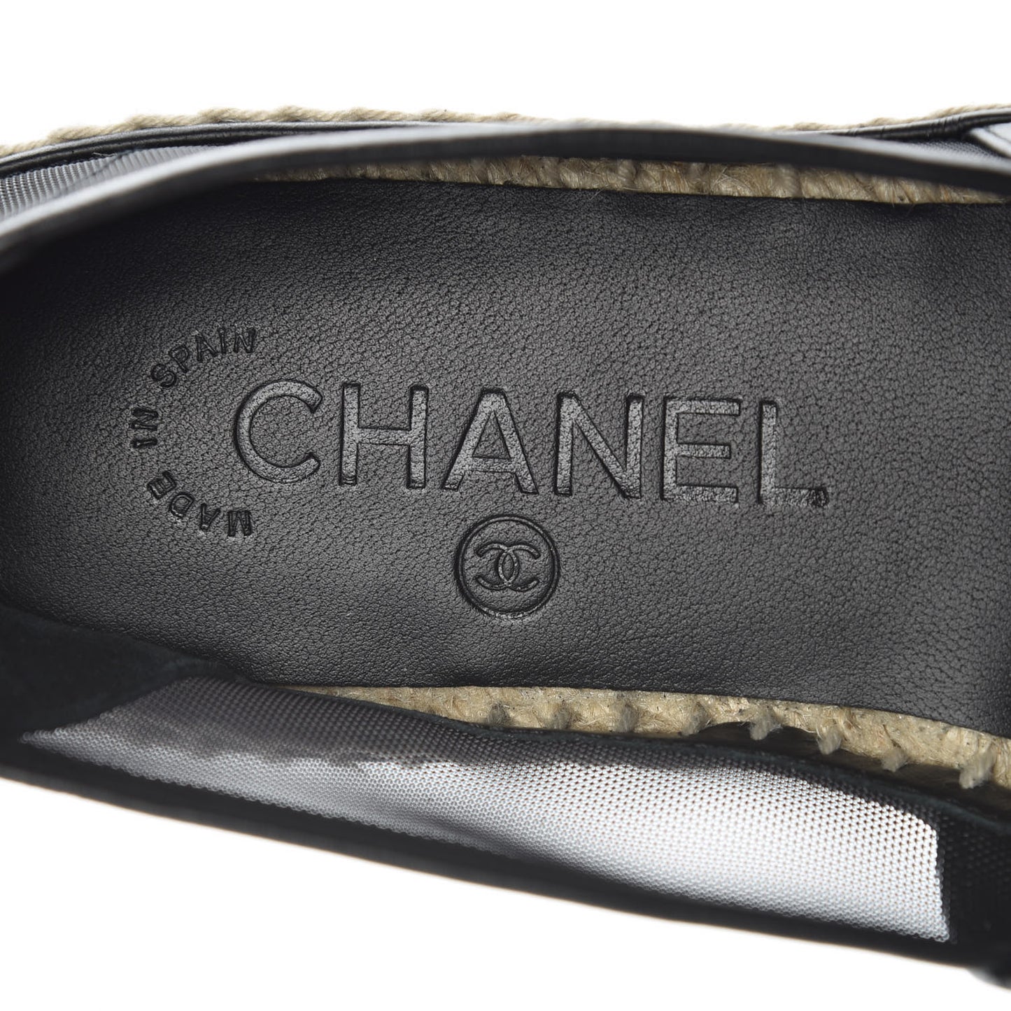 Mesh Grosgrain CC Espadrilles 36 Black