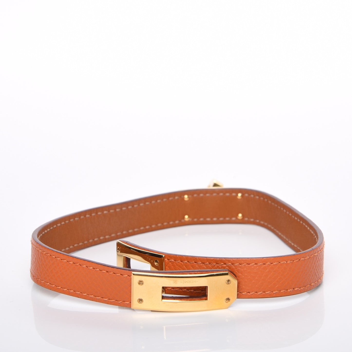 Epsom Kelly Double Tour Bracelet XS Orange