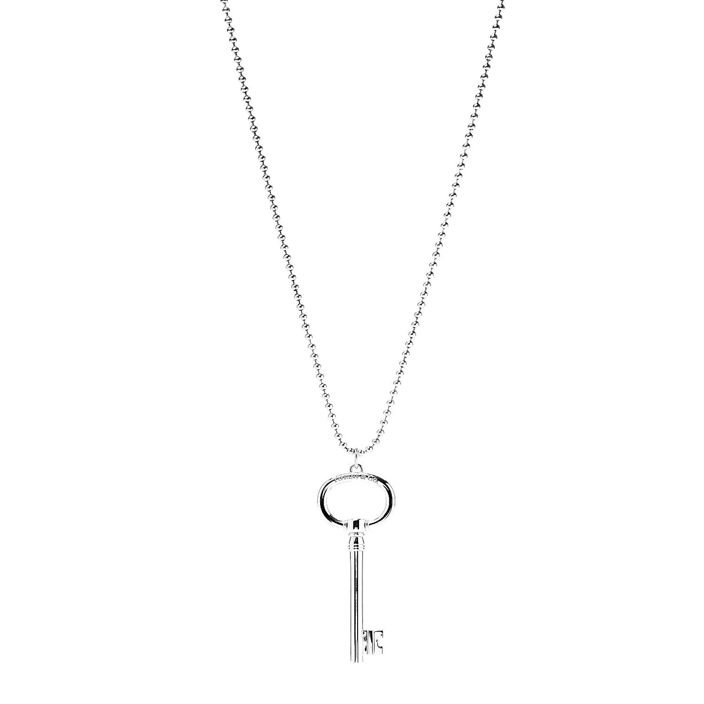 Sterling Silver Oval Key Pendant Necklace