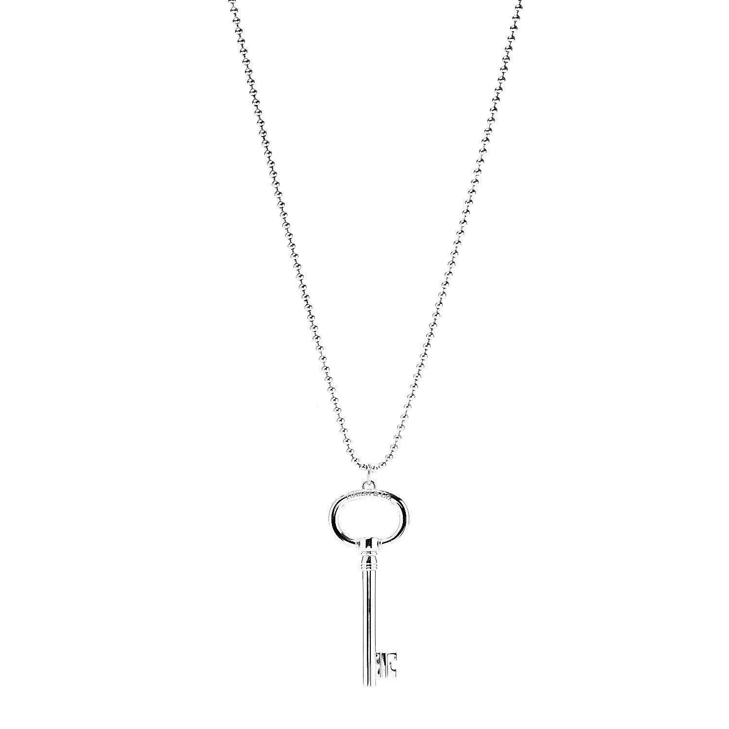 Tiffany Sterling Silver Oval Key Pendant Necklace 1 of 4