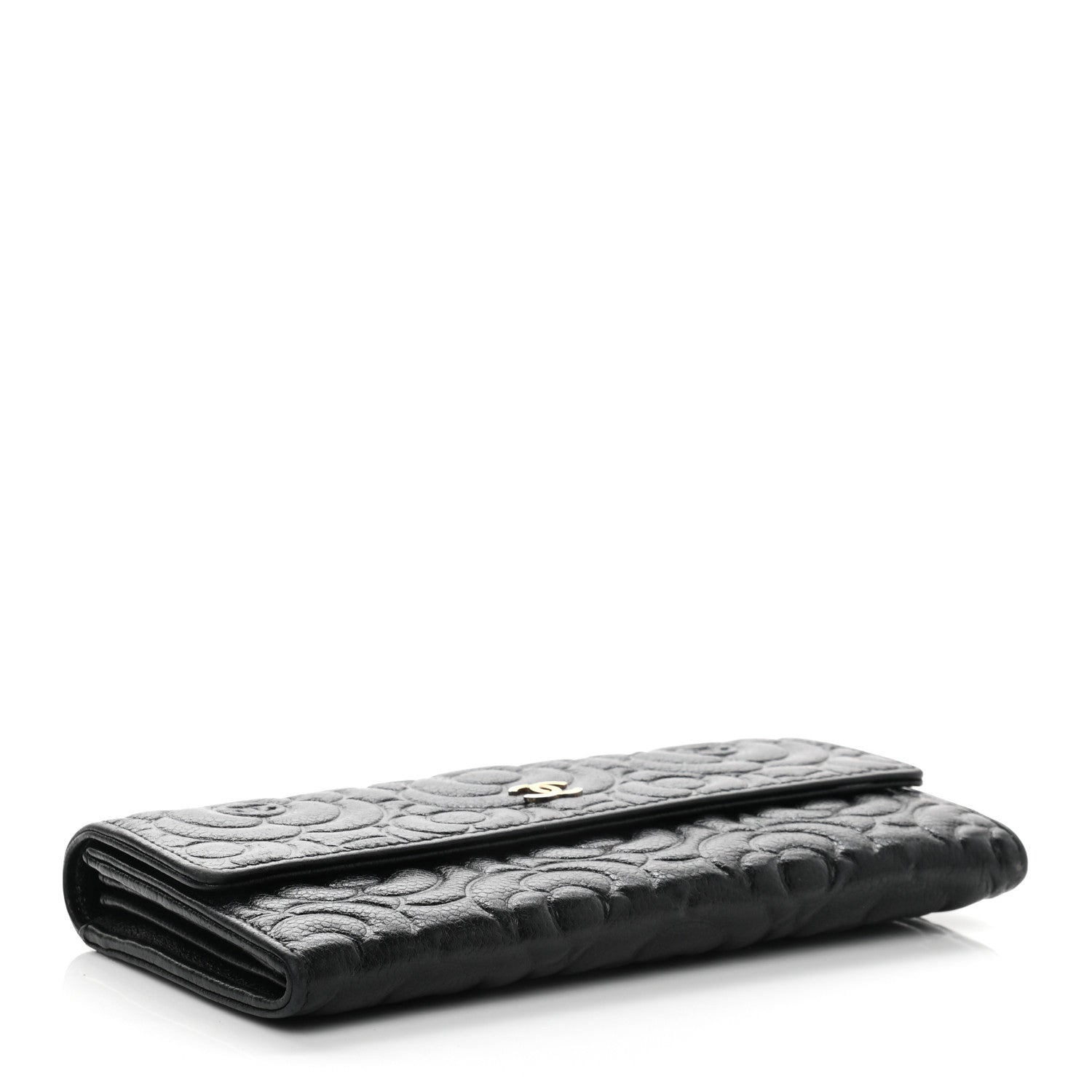 Chanel Caviar Camellia Embossed Flap Wallet Black 4 of 8