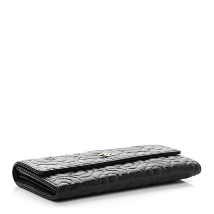 Chanel Caviar Camellia Embossed Flap Wallet Black 4 of 8