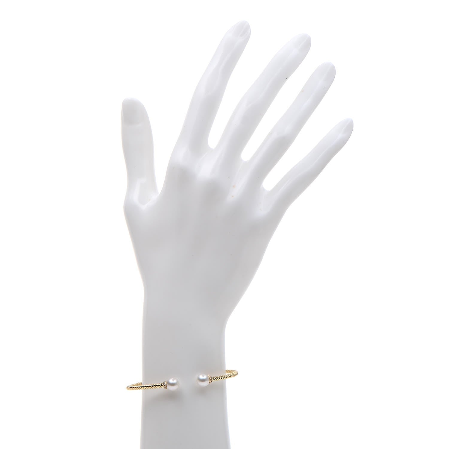 David Yurman 18K Yellow Gold Diamond Pearl 7mm Solari Bracelet 2 of 5