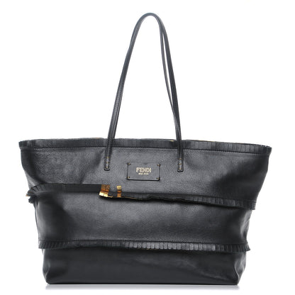 Fendi Calfskin Ruffle Roll Tote Black 1 of 7