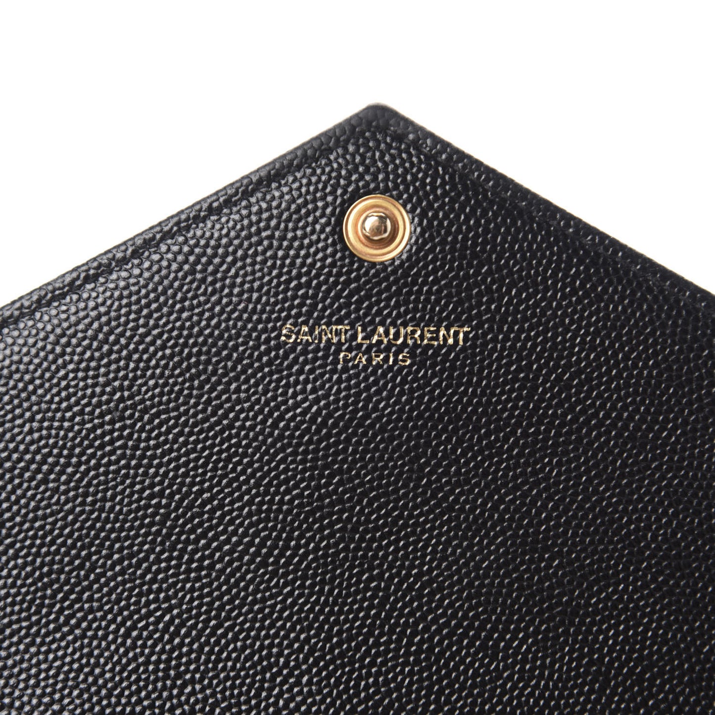 Grain De Poudre Matelasse Chevron Monogram Envelope Chain Wallet Black