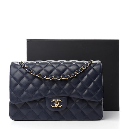Chanel Caviar Quilted Jumbo Double Flap Navy Blue 11 of 11