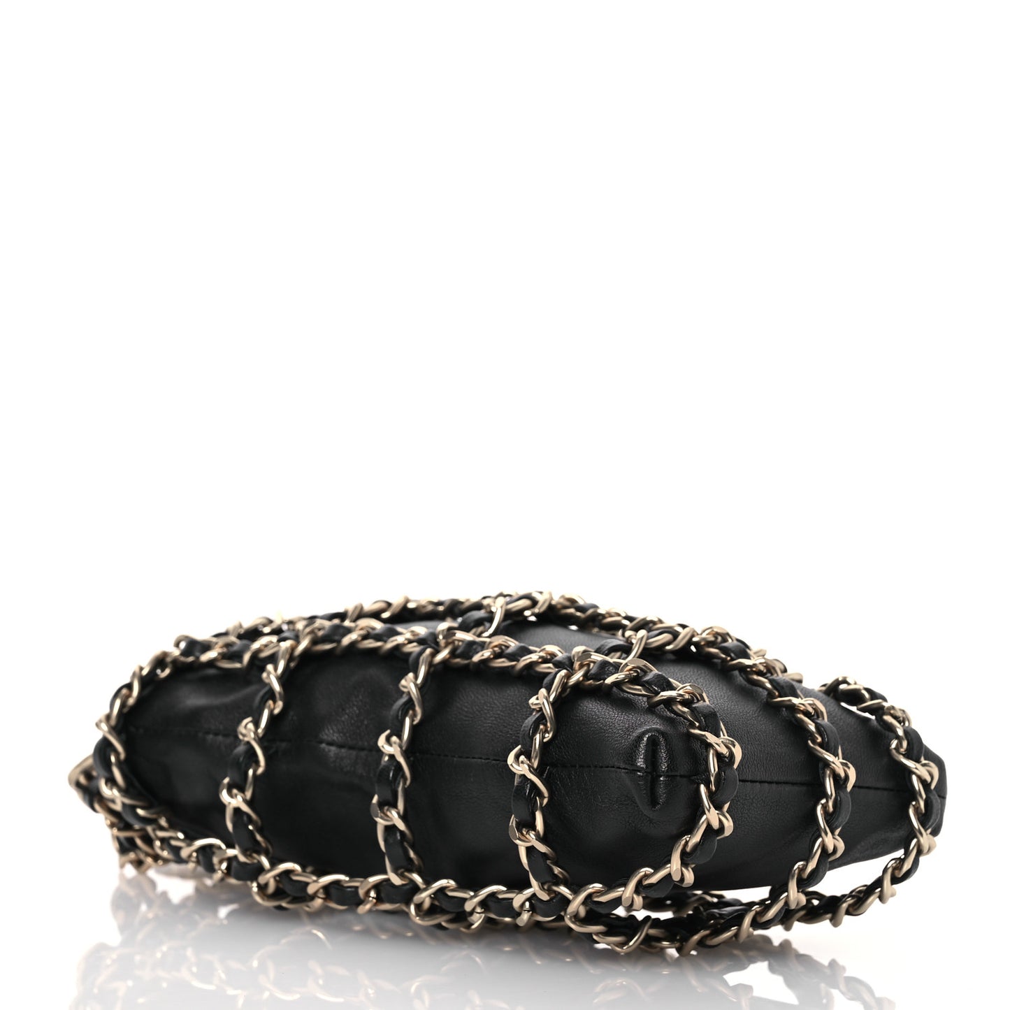 Lambskin Tech Me Out Clutch With Chain Black