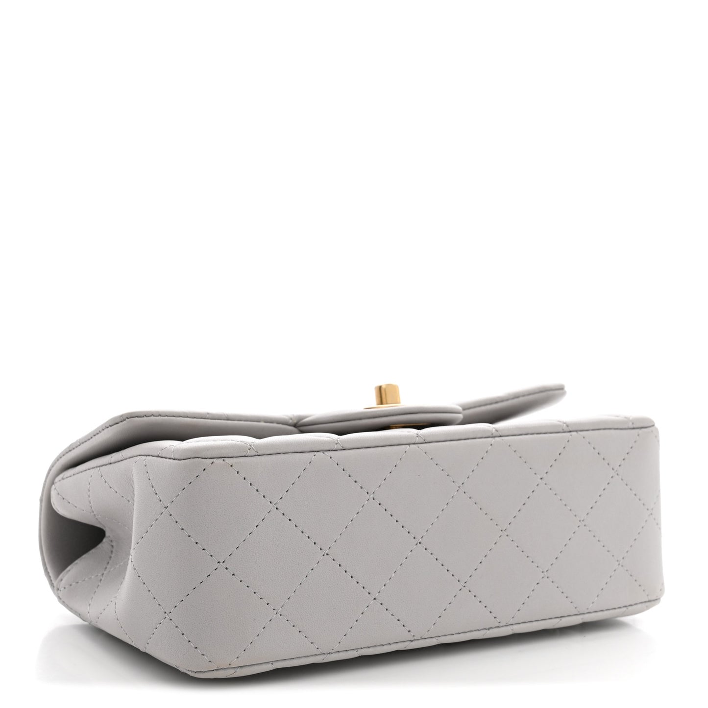 Lambskin Quilted Mini Top Handle Rectangular Flap Grey