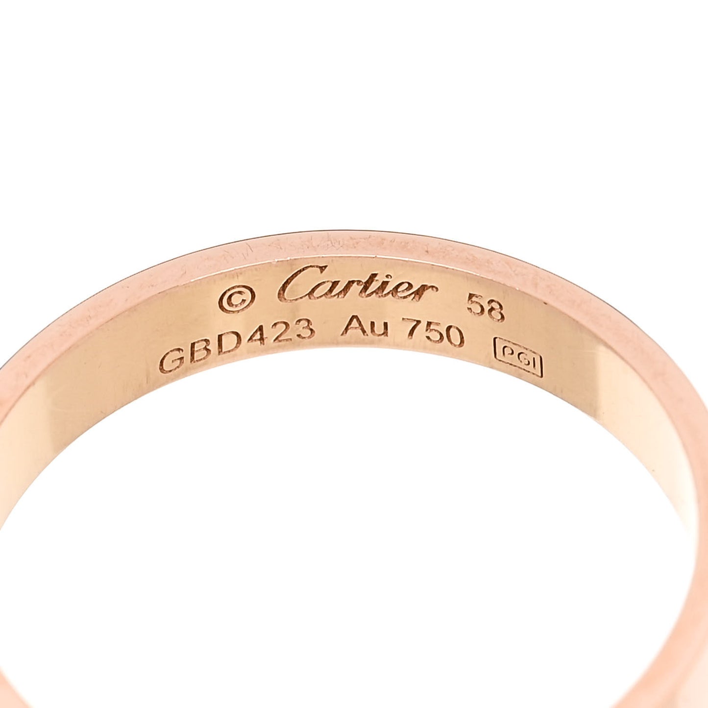 18K Pink Gold 3.5mm LOVE Wedding Band Ring 58 8.25