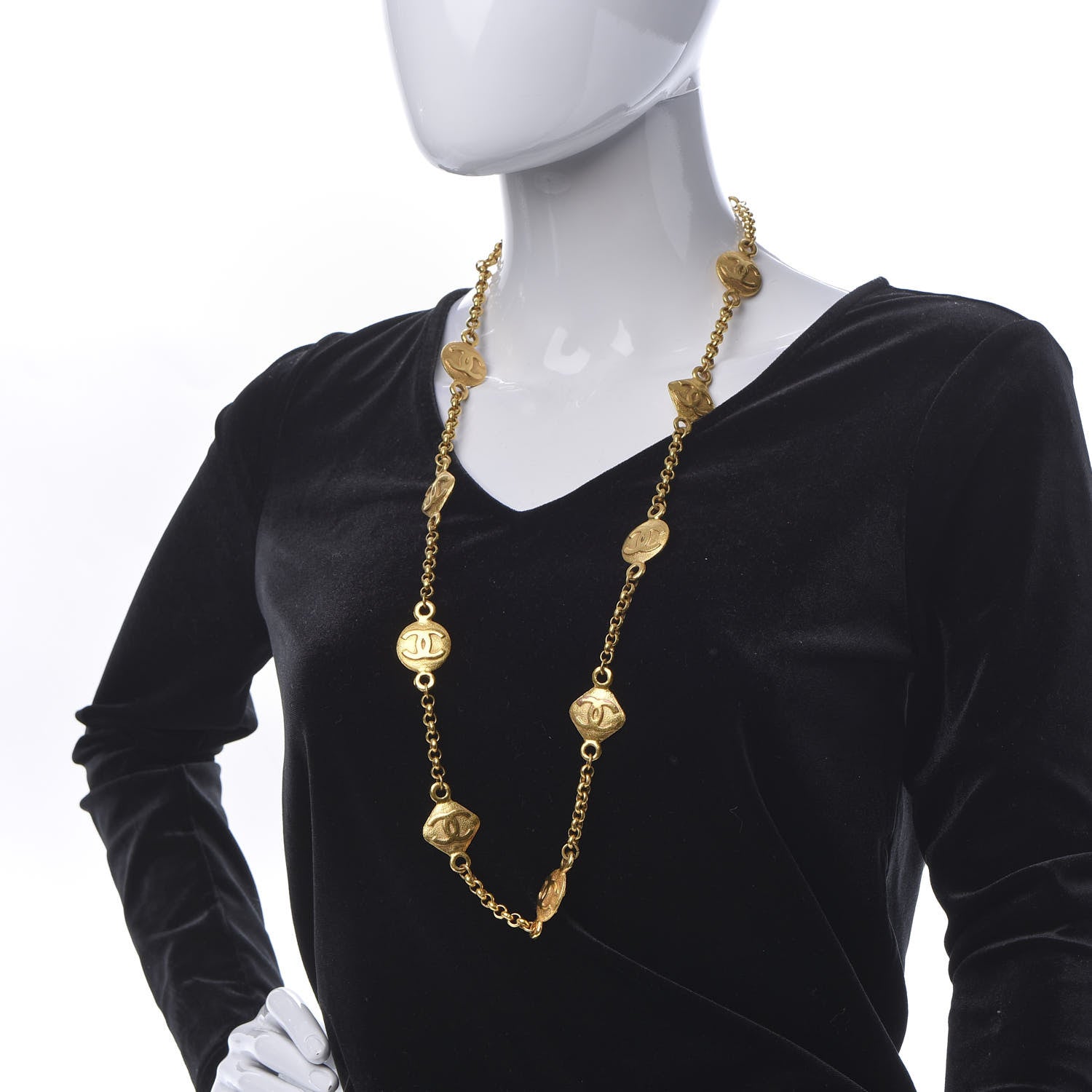 Chanel CC Medallion Chain Necklace Gold 2 of 6