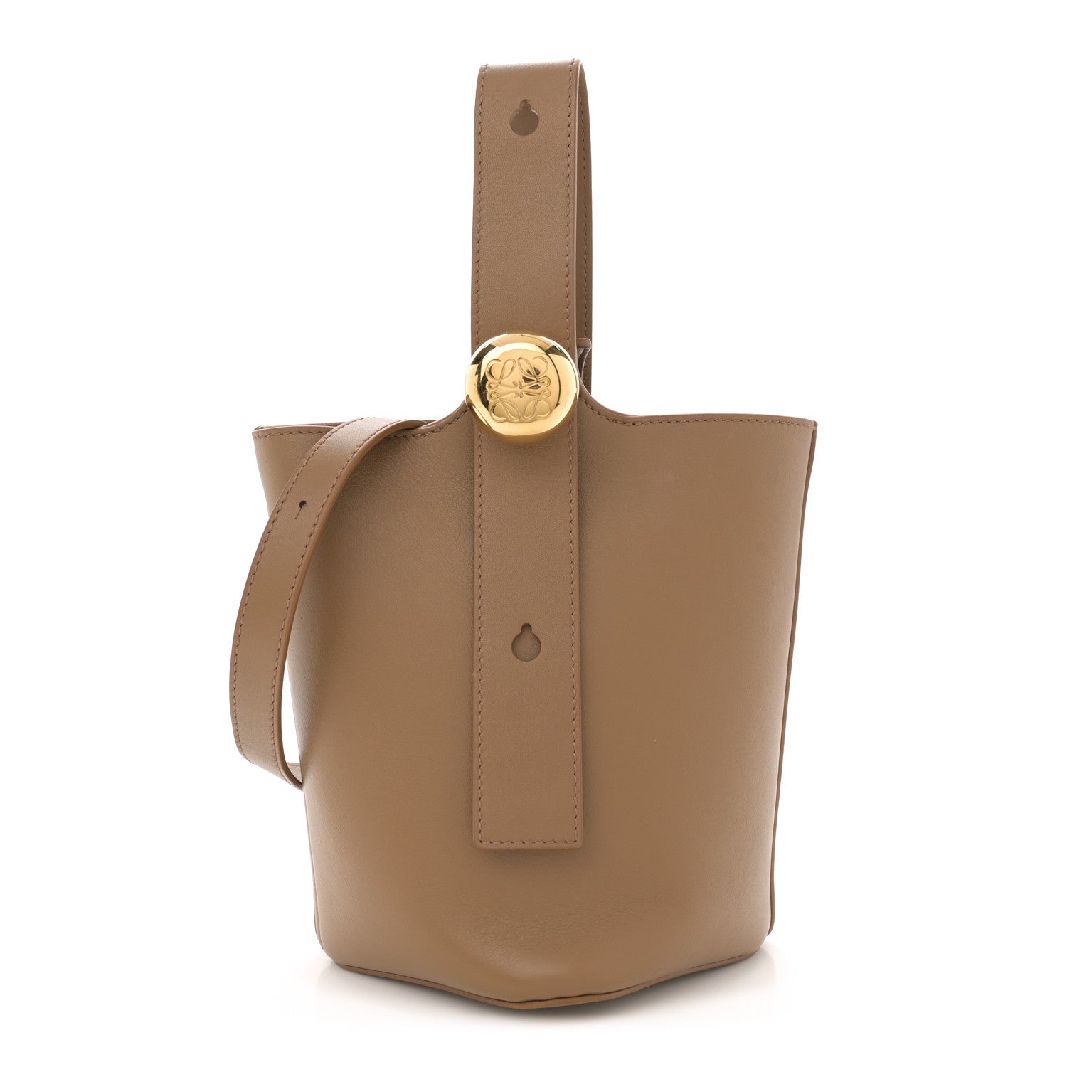 Loewe Smooth Calfskin Mini Pebble Bucket Bag Oak 1 of 9