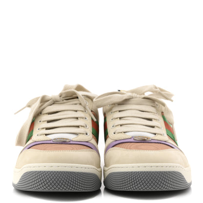 Gucci Moire Fabric Nubuck Web Womens Screener Sneakers 38 Cinnamon Dusty Milk New Lavender 3 of 10