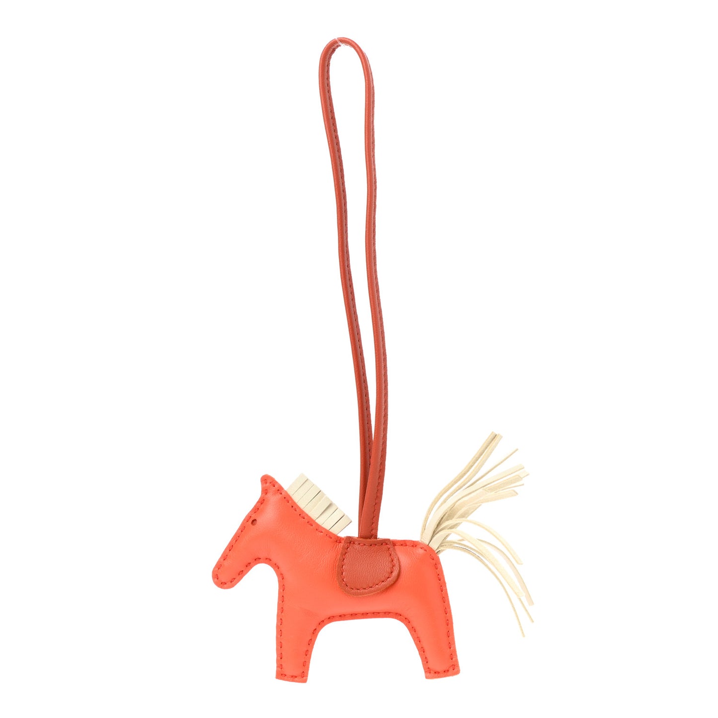 Milo Lambskin Grigri Rodeo Horse Bag Charm PM Orange Poppy Craie Terre Battue