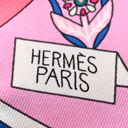 Hermes Silk La Source de Pegase Twilly Rose Vif Jaune Vif 2 of 4