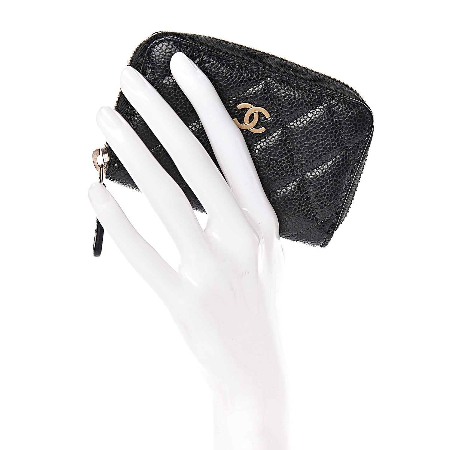 Caviar Quilted Zip Coin Purse Black