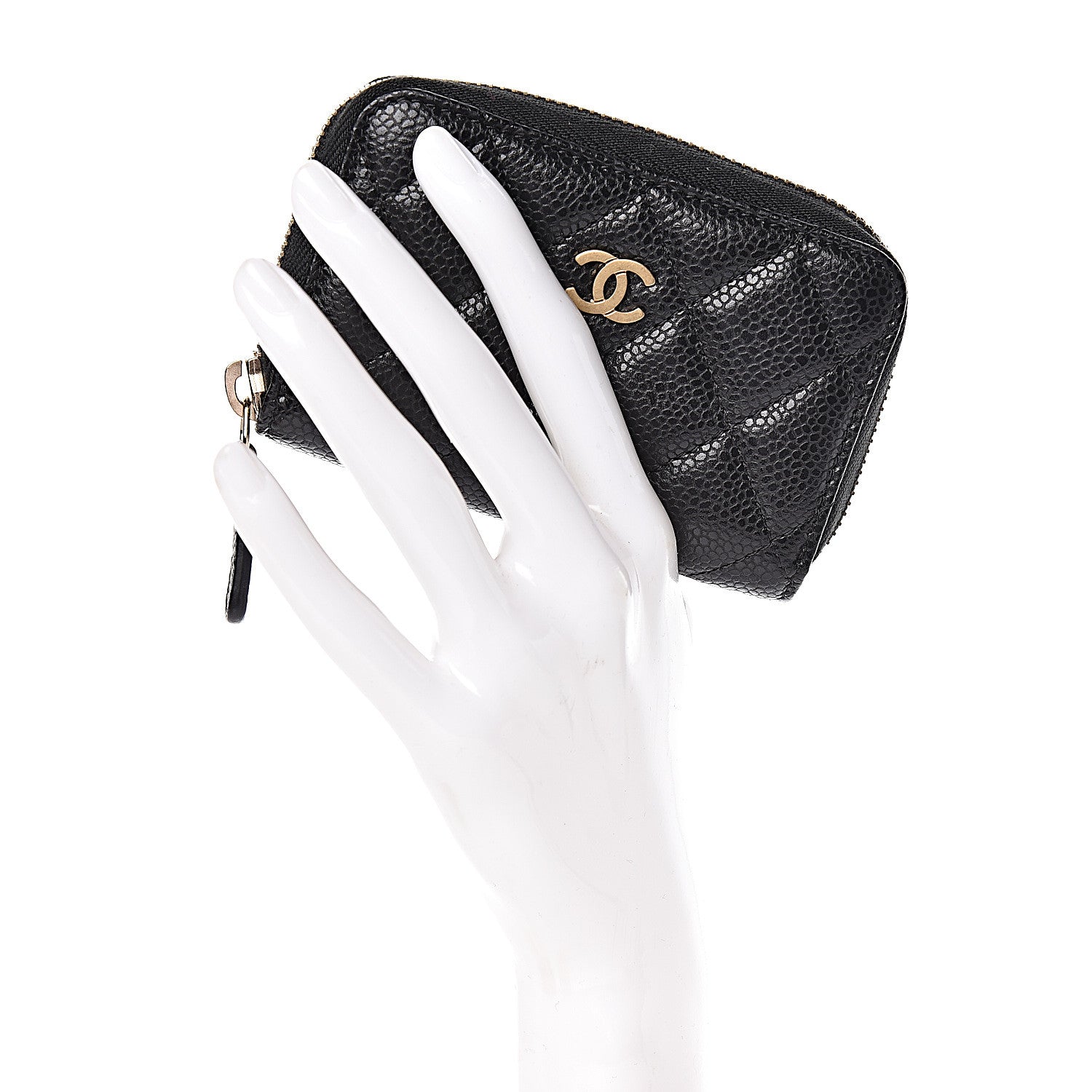 Chanel Caviar Quilted Zip Coin Purse Black 2 of 8