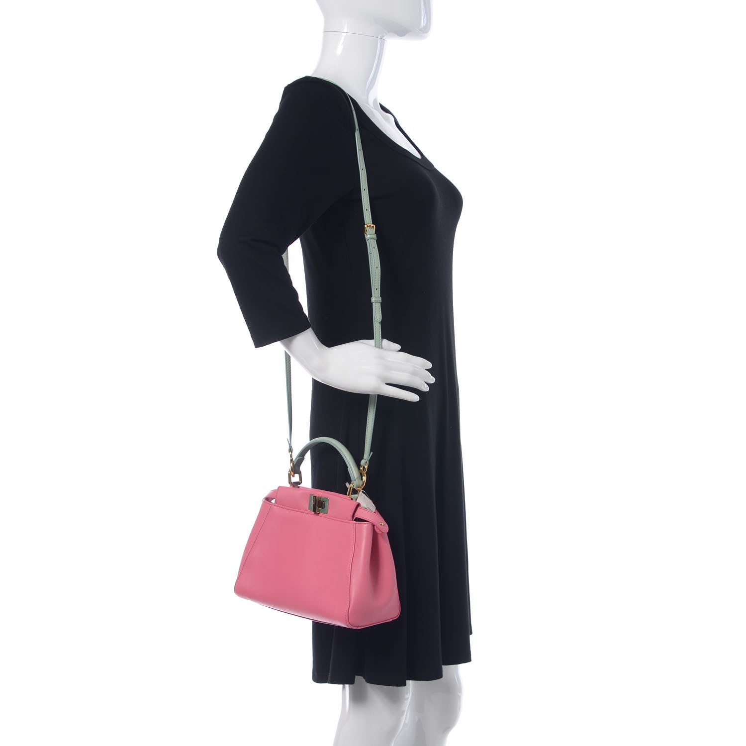 Fendi Nappa Colorblock Mini Peekaboo Iconic Satchel Rosa Fluo Oxigen Slate 2 of 9