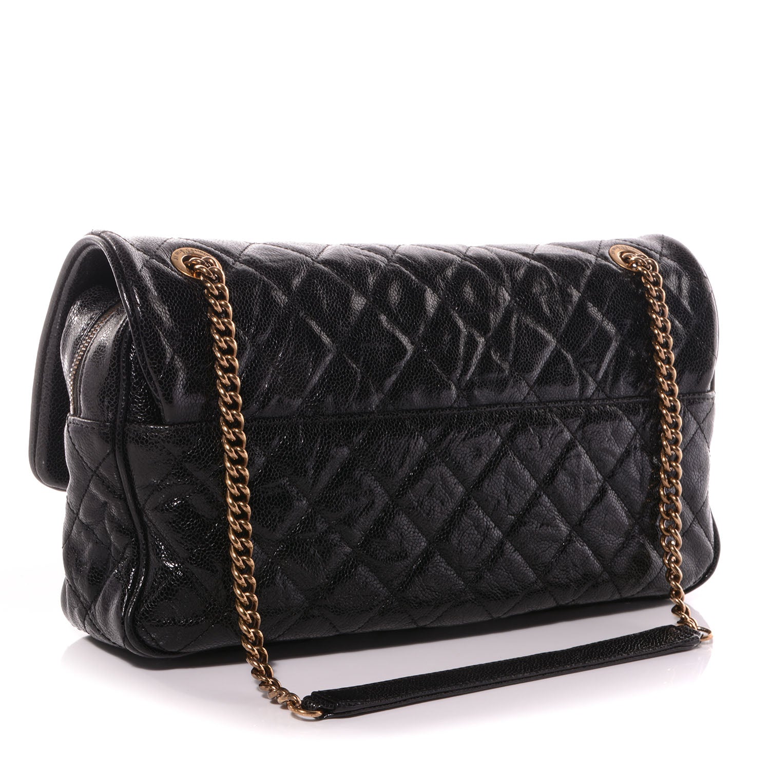 Chanel Crumpled Grained Calfskin Large Shiva Flap Black 3 of 9