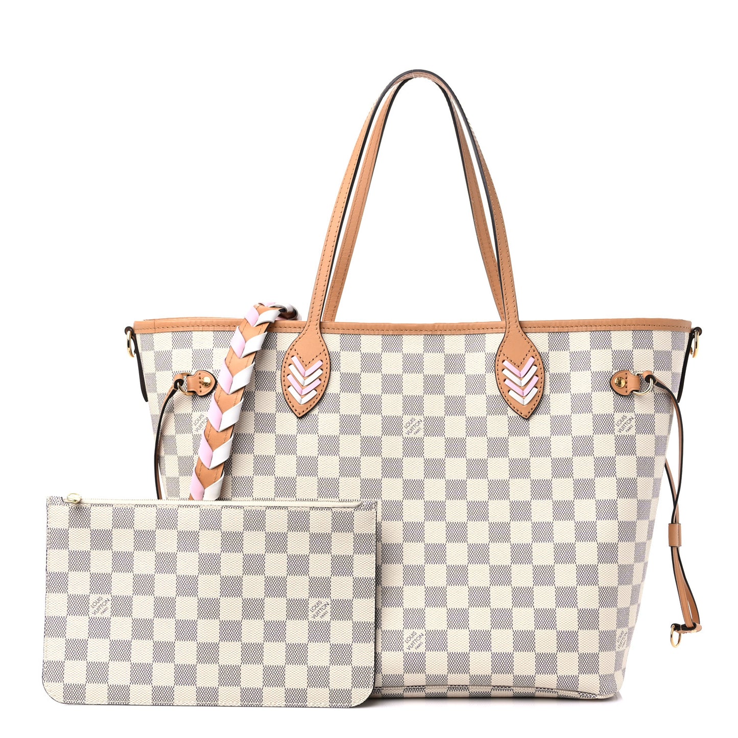 Damier Azur Braided Neverfull MM Orange