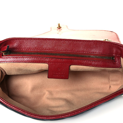 Gucci Vintage Effect Calfskin Matelasse Diagonal Small Torchon GG Marmont Shoulder Bag Black Romantic Cherry 6 of 8