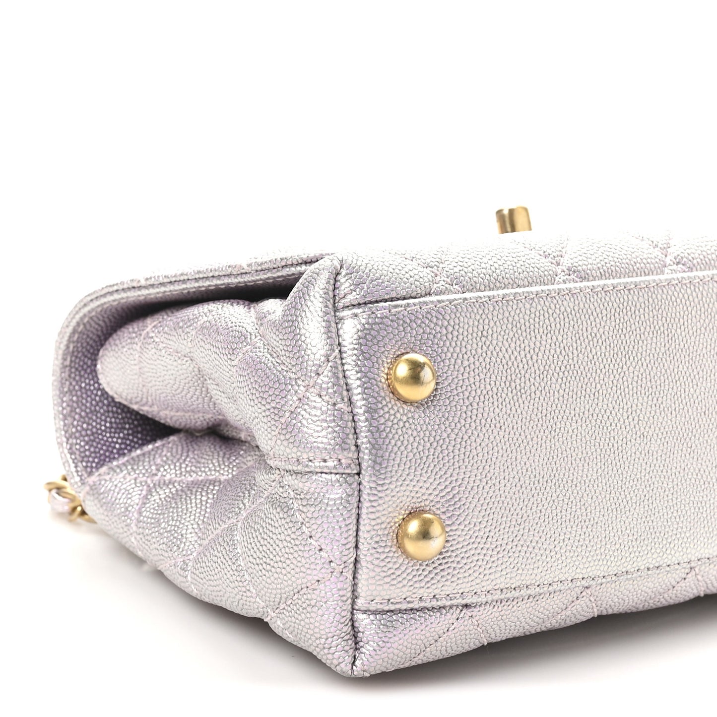 Iridescent Caviar Quilted Extra Mini Coco Handle Flap Light Pink