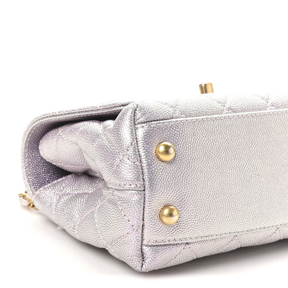 Chanel Iridescent Caviar Quilted Extra Mini Coco Handle Flap Light Pink 9 of 11