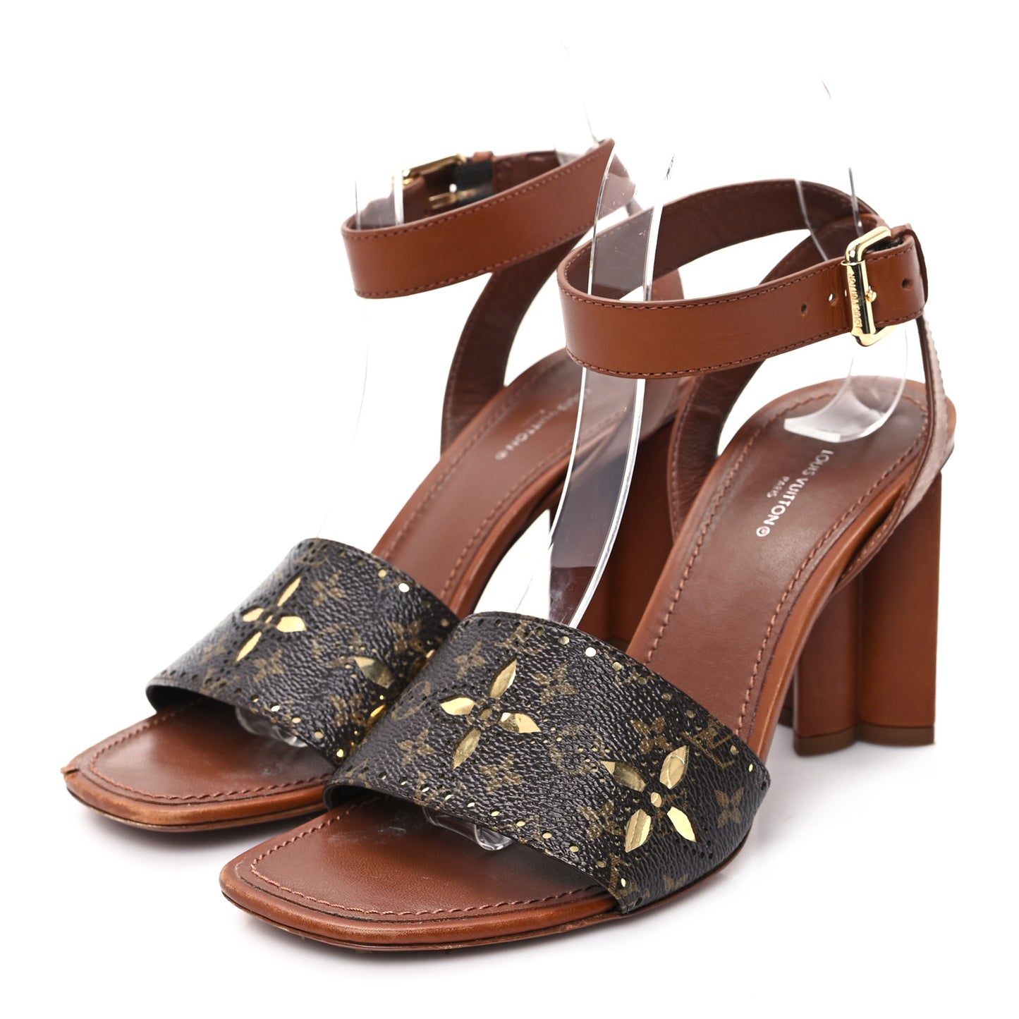 Calfskin Perforated Monogram Silhouette Sandals 39 Gold
