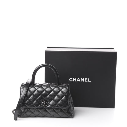 Chanel Aged Calfskin Quilted Mini Coco Handle Flap So Black 10 of 10