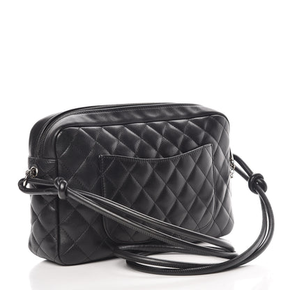 Chanel Calfskin Quilted Cambon Camera Case Black White 3 of 15