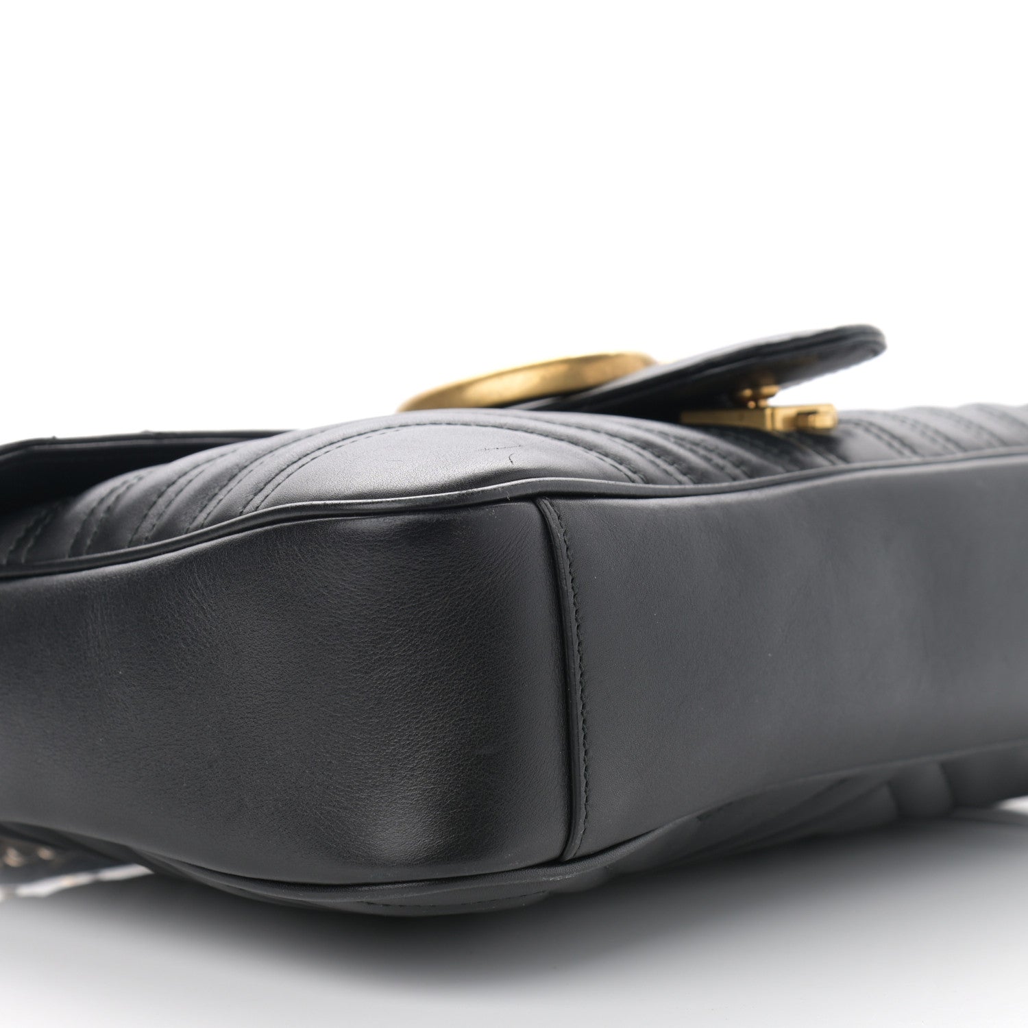 Gucci Calfskin Matelasse Medium GG Marmont Shoulder Bag Black 10 of 14