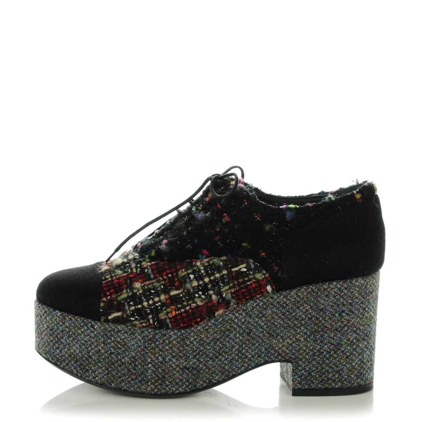 Tweed Lace Up 85 Wedges 42 Multicolor Black