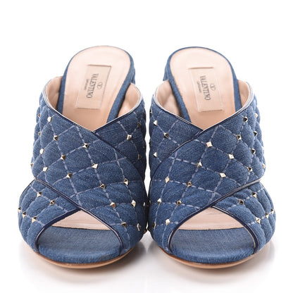 Valentino Garavani Denim Rockstud Spike Crisscross 90mm Slide Sandals 41 Light Denim 2 of 8