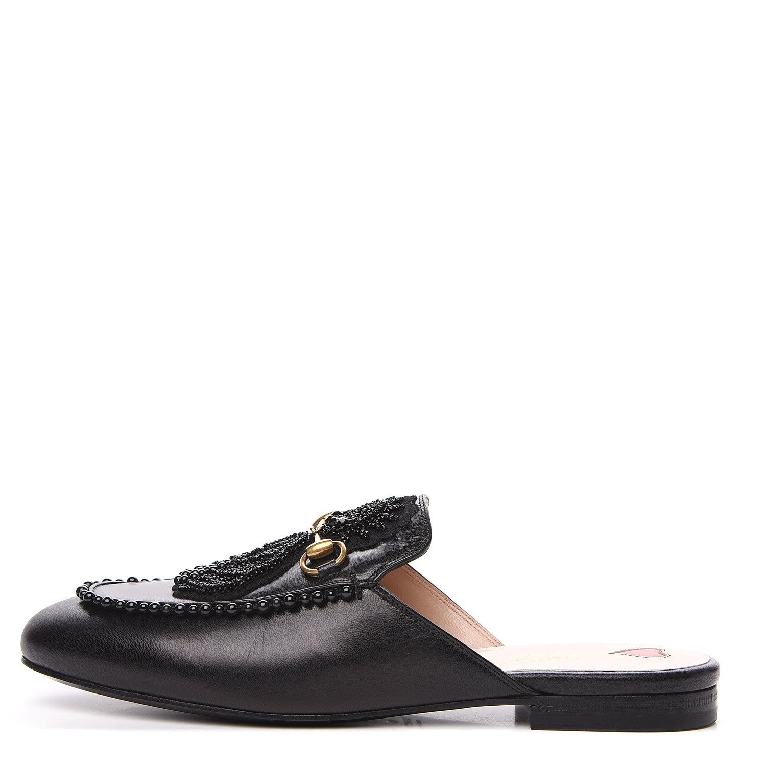 Gucci Malaga Kid Bead Embellished Womens Princetown Slippers 40 Black 1 of 10