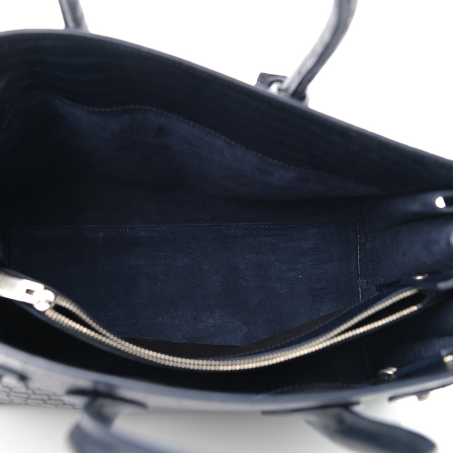 Calfskin Crocodile Embossed Small Supple Sac de Jour Navy