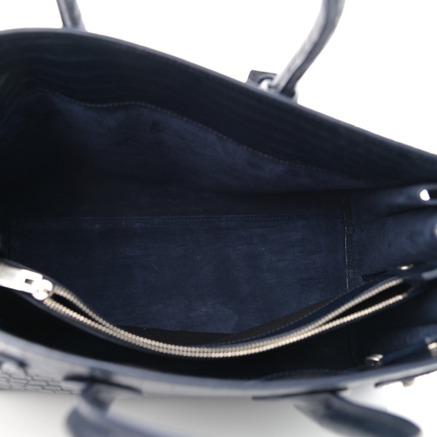 Saint Laurent Calfskin Crocodile Embossed Small Supple Sac de Jour Navy 5 of 11