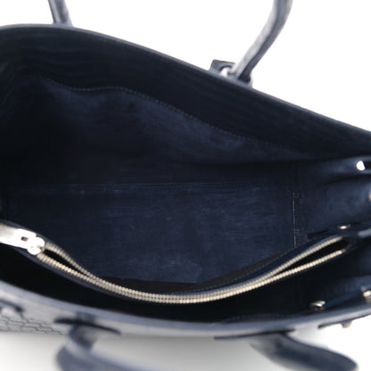 Saint Laurent Calfskin Crocodile Embossed Small Supple Sac de Jour Navy 5 of 11