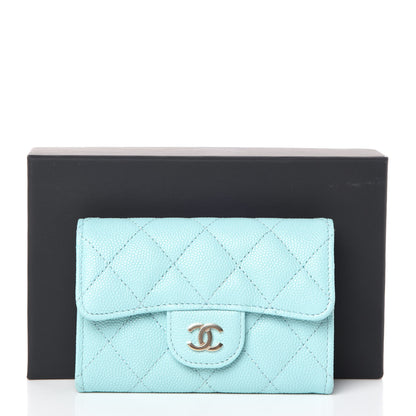 Chanel Caviar Quilted Card Holder Light Blue 9 of 9